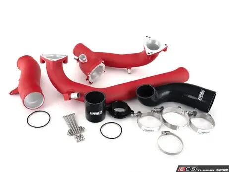 Limited Edition ECS Tuning Post Throttle Valve Charge Pipe Kit - Wrinkle Red - B9 S4 and S5