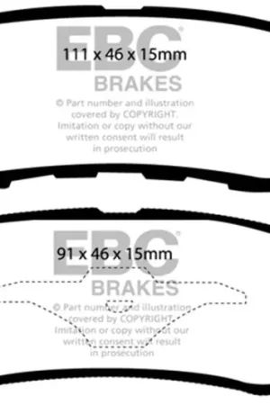 EBC 11-14 Chrysler 200 3.6 Ultimax2 Rear Brake Pads — PMD Premier Motoring Development Genuine