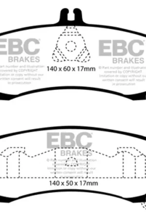 Free Returns EBC 99-02 Mercedes-Benz M-Class (ML) ML320 3.2 Ultimax2 Rear Brake Pad — PMD Premier Motoring Development