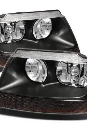 Popular Jeep Grand Cherokee Spyder Amber Crystal Headlights - Black - HD-CL-JGC99-AM-BK