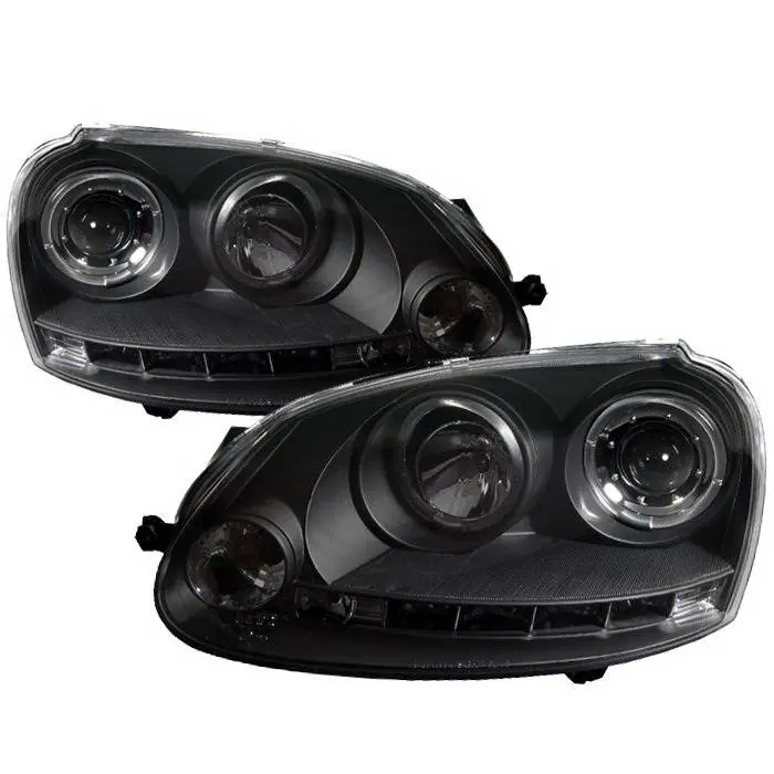 Volkswagen Jetta Spyder Halo LED Projector Headlights - Black - 444-VP01-DRL-BK Flash Sale