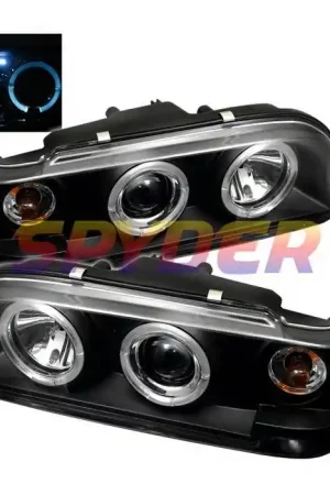 Best Choice Volvo 850 Spyder Halo Projector Headlights - Black - PRO-YD-VO85092-HL-BK