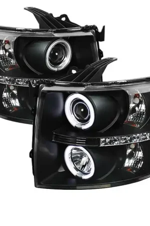 Mega Sale Chevrolet Silverado Spyder CCFL LED Projector Headlights - Black - 444-CSUB07-CCFL-C