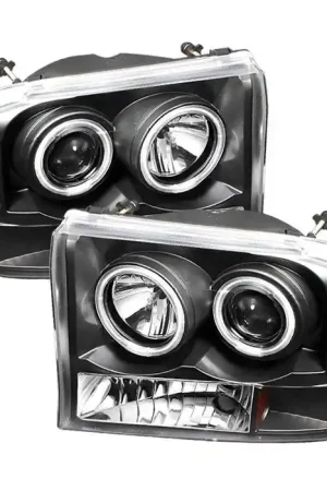 Handmade Ford F250 Superduty Spyder Projector Headlights - Version 2 - CCFL Halo - LED - Black - 444-FF25099-1P-G2-CCFL-BK