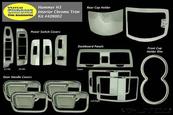 Certified Hummer H3T Putco Exterior Chrome Accessory Kit - 15PC - 409002