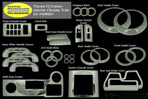 Toyota FJ Cruiser Putco Interior Chrome Accessory Kit - 34PC - 409001 Final Sale