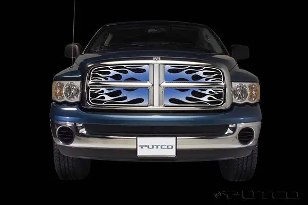 Dodge Ram Putco Flaming Inferno Stainless Steel Grille - Blue - 89432 Clearance