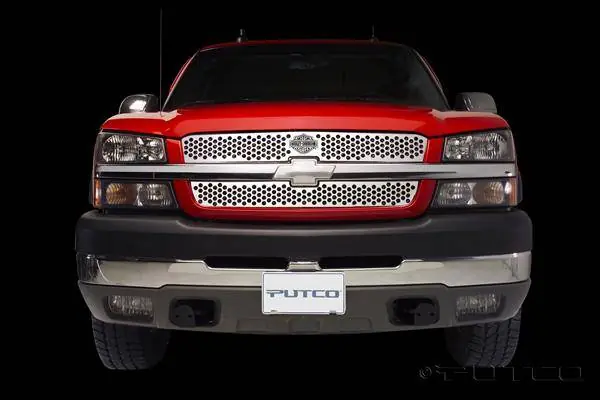 Chevrolet Silverado Putco Punch Grille Insert with Bar & Shield - 52137 Next Day Delivery