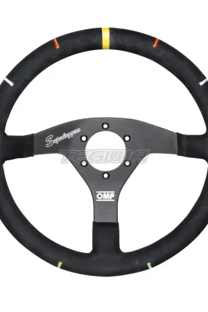 Free Delivery OMP Flat Steering Wheel In Aluminium 350mm Black With Steering Angle I