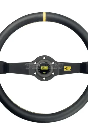 Top Rated OMP Rally Steering Wheel Black Leather 350mm 2 Spoke