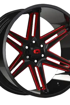 Holiday Sale Vision Off-Road 363 Razor 8x165.1 22x12-51 Gloss Black Milled Spoke with Red Tint