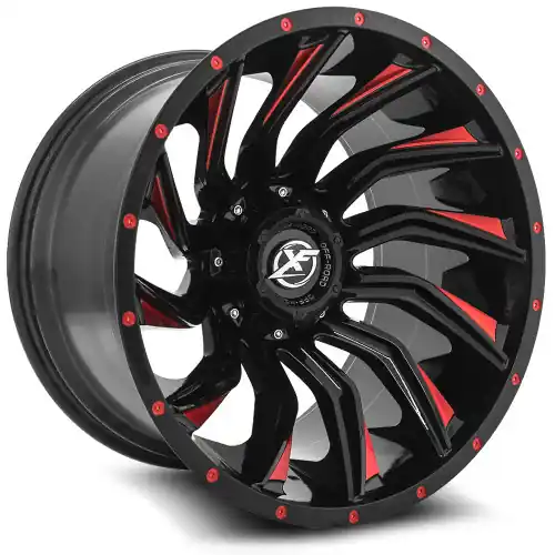 Big Sale XF Off-Road XF-224 6x135/6x139.7 24x14 -76 Gloss Black & Red Milled