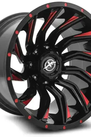 Best Choice XF Off-Road XF-224 6x135/6x139.7 22x12 -44 Gloss Black & Red Milled