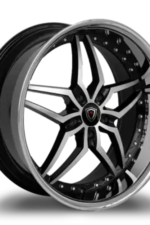 Limited Offer MARQUEE WHEELS M5331 5x114.3 22x9+32 BLACK / MACHINED/STAINLESS LIP