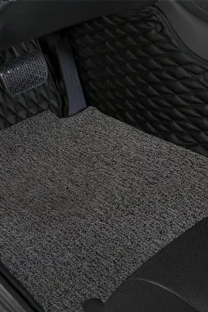 No Minimum Order Double Layer Diamond Front and Rear Floor Mats; Base Layer Black and Top Layer Gray