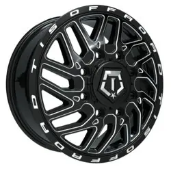 Worldwide Shipping TIS 544BM Dually 8X200 22x8.25 +127 Gloss Black w/Milled Accents