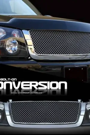 Editor’s Pick Chevrolet Silverado Option Racing Headlights - Black with All - Chromed Diamond Grille - 10-15268