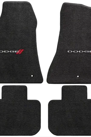 Limited Edition Lloyd Ultimat Front and Rear Floor Mats with Dodge Logo; Black