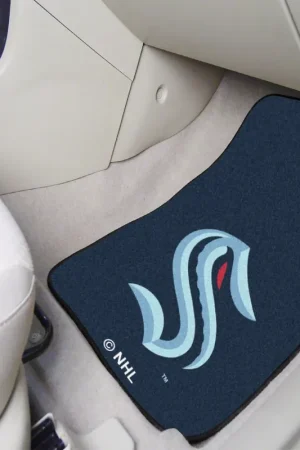 Carpet Front Floor Mats with Seattle Kraken Logo; Navy Free Shipping