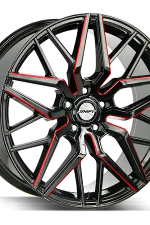 Shift Spring 5x112 20x8.5 +35 Gloss Black Candy Red Milled Don’t Miss Out