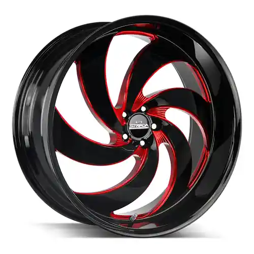 Fan Favorite Strada Street Classics Retro 6 5x127 24x10 +15 Gloss Black Candy Red Milled