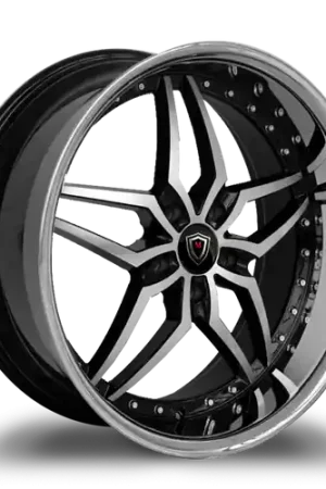 MARQUEE WHEELS M5331 5x115 22x10.5+20 BLACK / MACHINED/STAINLESS LIP Save Now