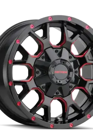 Bulk Order Mayhem Warrior 8015 8x165.1/8x170 18x9+18 Black W/Prism Red