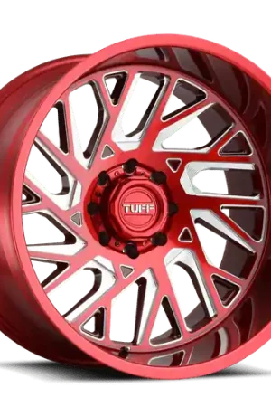 Tuff T4B 6X139.7 24X14 -72 CANDY RED W/ MILLED SPOKE Exclusive Offer