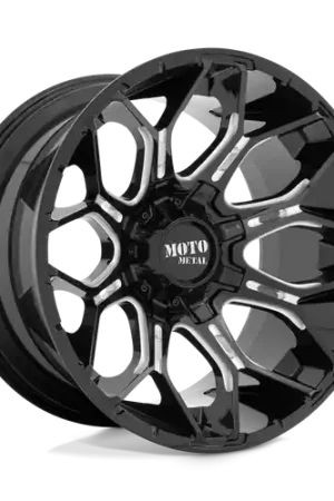 Moto Metal MO808 SNIPER 8X165.1 20X9 +0 GLOSS BLACK MILLED Super Sale
