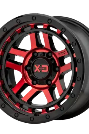 Place Order XD XD140 RECON 5X127 18X8.5 +0 GLOSS BLACK MACHINED WITH RED TINT