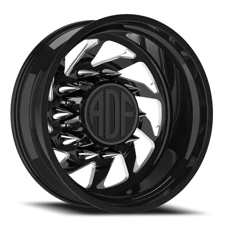 Discount Adf Contractor Left Dually Wheel 24x8.25 8x170 Gloss Black/Machined -167mm - MINIMUM PURCHASE OF 4 - FREE T-SHIRT INCLUDED!