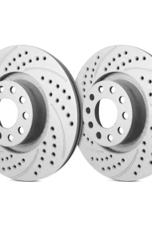 Professional Grade SP Performance Rear Vented 8 Lug Double Drilled and Slotted Gray ZRC Brake Rotors PLA S54-074
