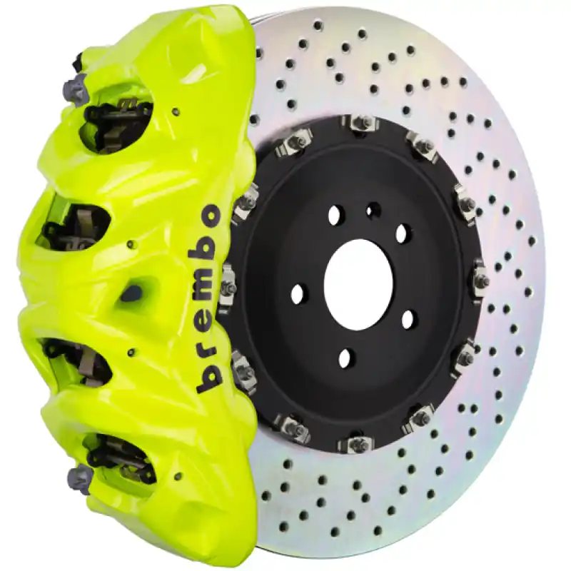 Brembo 21+ F150 Raptor Front GT BBK 8 Piston Cast 412x38 2pc Rotor Drilled- Fluo. Yellow Deal