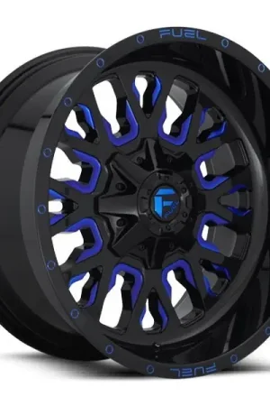 Viral Fuel Offroad Wheels Stroke D645 Gloss Black Milled w/ Blue Accents 18x9 1mm Offset 6x135,6x139.7 (6x5.5)