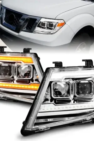 Markdown ANZO 09-20 Nissan Frontier Chrome Projector Plank Style DRL w/ Switchback & Sequential LED DRL