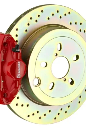 Brembo 99-05 323i/325i/328i (Excl. xDrive) Rear GT BBK 2 Pist Cast 2pc 294x19 1pc Rotor Drilled-Red Crafted