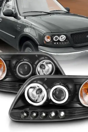 Holiday Sale ANZO 1997-2003 Ford F-150 Projector Headlights w/ Halo Black (CCFL)