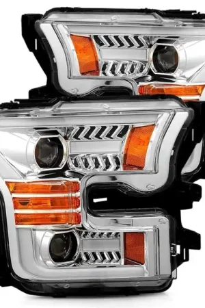 AlphaRex 15-17 Ford F-150 PRO-Series Projector Headlights Plank Style Chrm w/Activ Light/Seq Signal Limited Time