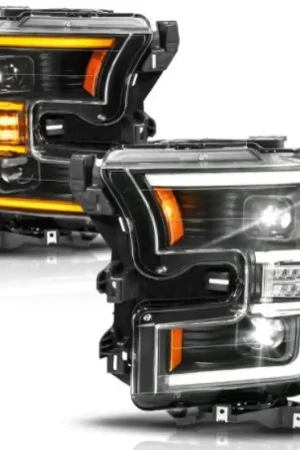 Affordable ANZO 15-17 Ford F-150 (Factory Halogen Model ONLY) Full LED Proj Headlights Init/SeqSig Black- Pair