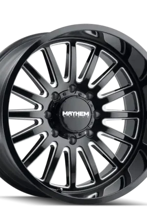 Warranty Included Mayhem 8114 Utopia 22x12 / 8x170 BP / -44mm Offset / 125.2mm Hub Black w/ Milled Spokes Wheel