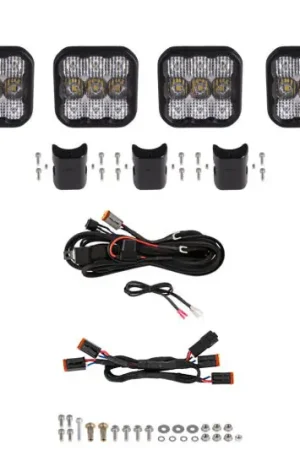Diode Dynamics Jeep JK SS5 4-Pod CrossLink Grille Lightbar Kit Pro - White Combo Fan Favorite