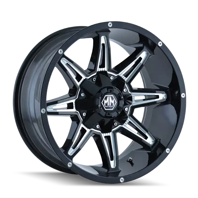 Mayhem 8090 Rampage 20x9 / 8x180 BP / 0mm Offset / 124.1mm Hub Black w/ Milled Spokes Wheel Same Day Shipping