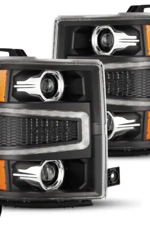 AlphaRex 04-15 Chevy 1500HD LUXX-Series LED Proj Headlights Black w/Activ Light/Seq Signal Limited Time