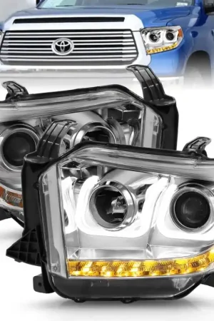 ANZO 2014-2016 Toyota Tundra Projector Headlights w/ U-Bar Chrome Mega Sale