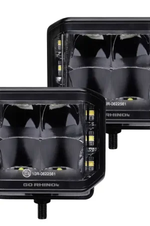 Must Have Go Rhino Xplor Blackout Series Cube LED Sideline Spot Light Kit (Surface Mount) 4x3 - Blk (Pair)