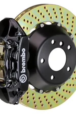 Money Back Guarantee Brembo 10-12 Range Rover Rear GT BBK 4 Piston Cast 380x28 2pc Rotor Drilled-Black