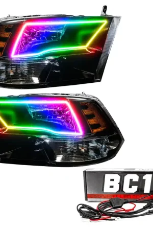 Oracle 09-17 RAM 1500 TRX Quad Pre-Assembled Headlights Blk Housing - w/ BC1 Controller Limited Time