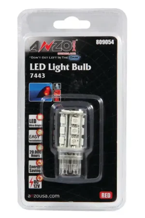 ANZO LED Bulbs Universal 7443 Red - 18 LEDs 1 3/4in Tall Final Sale