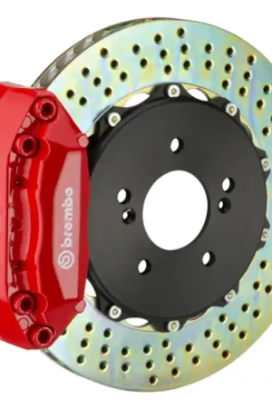 Viral Brembo 02-04 Focus SVT/05-06 Focus Front GT BBK 4 Piston Cast 2pc 328x28 2pc Rotor Drilled-Red