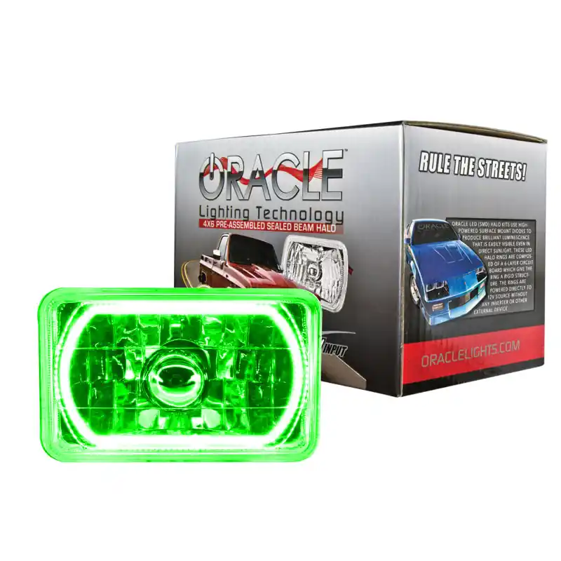 Oracle Pre-Installed Lights 4x6 IN. Sealed Beam - Green Halo Flash Sale